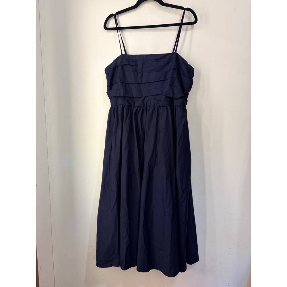 NWT Banana Republic Tiered Ruffle Midi Dress Navy Blue Cotton Size 12